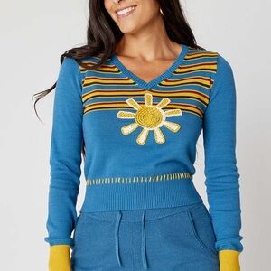 100% Organic Cotton Sunshine Striped V-Neck Sweater